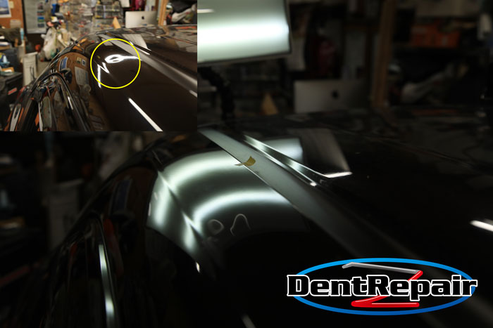 ヴェゼル右ルーフサイドのへこみ、修理後の写真