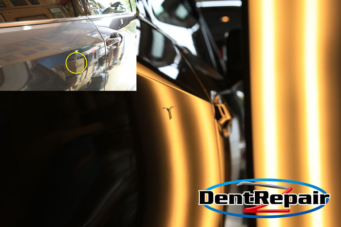 レイバックリアドアのへこみ、修理後の写真
