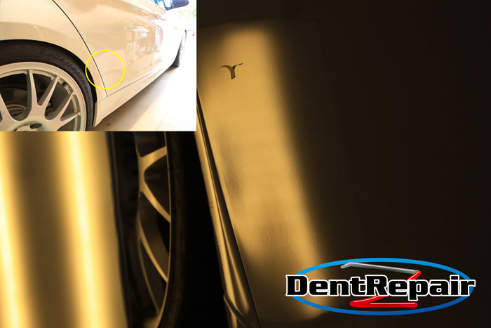 320iリアドアのへこみ、修理後の写真