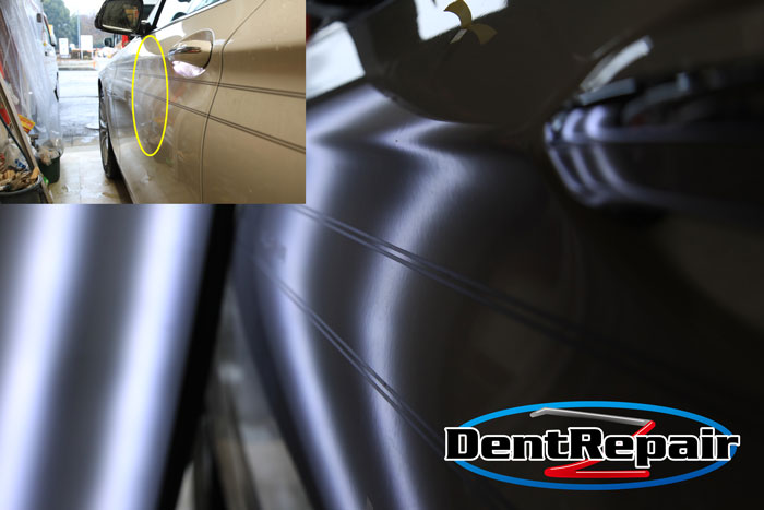 アルピナ助手席ドアのへこみ、修理後の写真