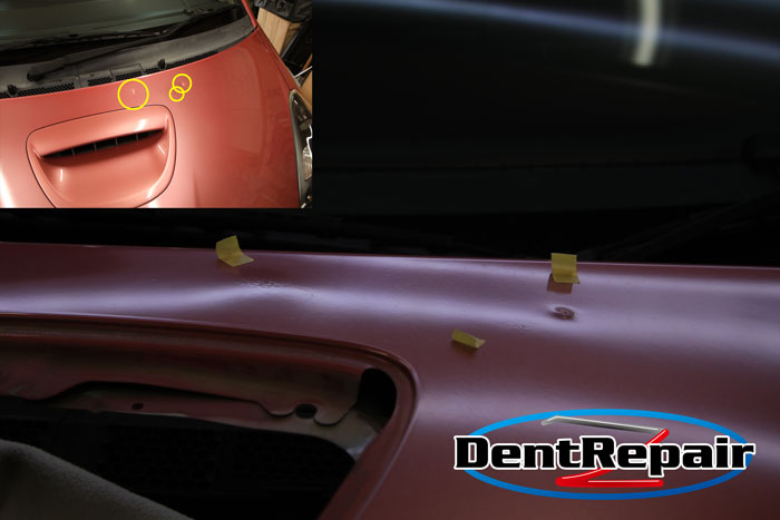 Ｒ１ボンネットのへこみ、修理後の写真