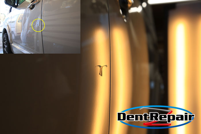 デリカ助手席ドアのへこみ、修理後の写真