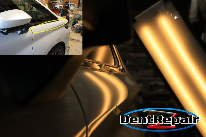 ヴェルファイアフロントフェンダーのへこみ、修理後の写真