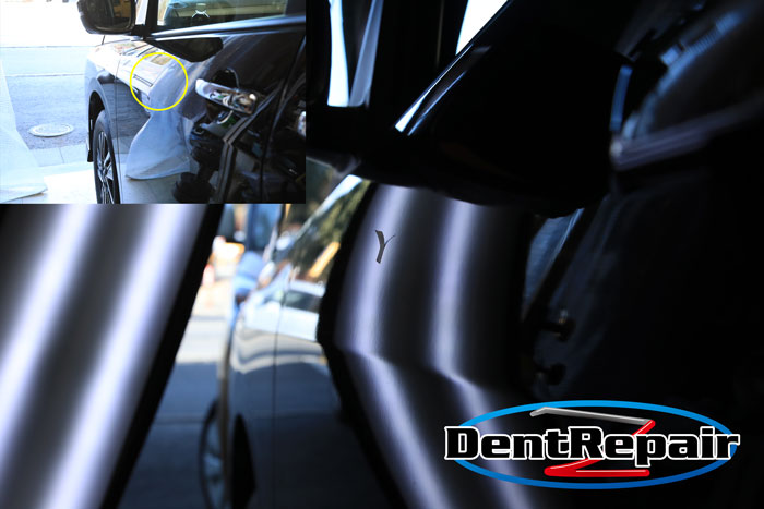 セレナ助手席ドアのへこみ、修理後の写真