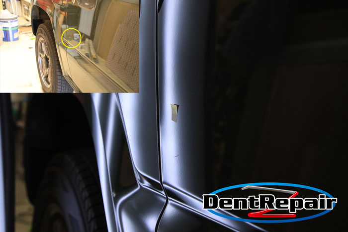 ジムニー運転席ドアのへこみ、修理後の写真
