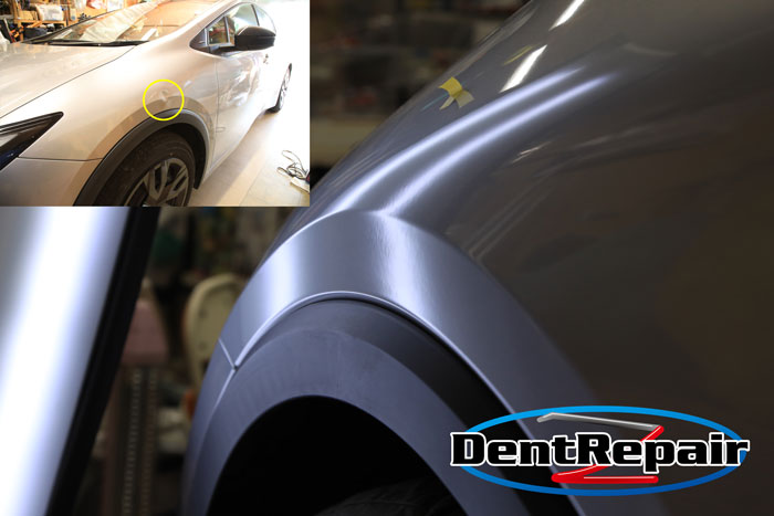 プリウス60フロントフェンダーのへこみ、修理後の写真
