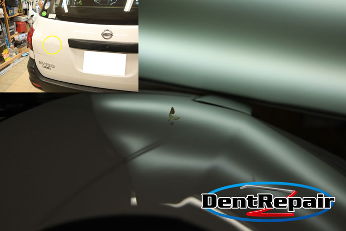 ADバンリアゲートのへこみ、修理後の写真