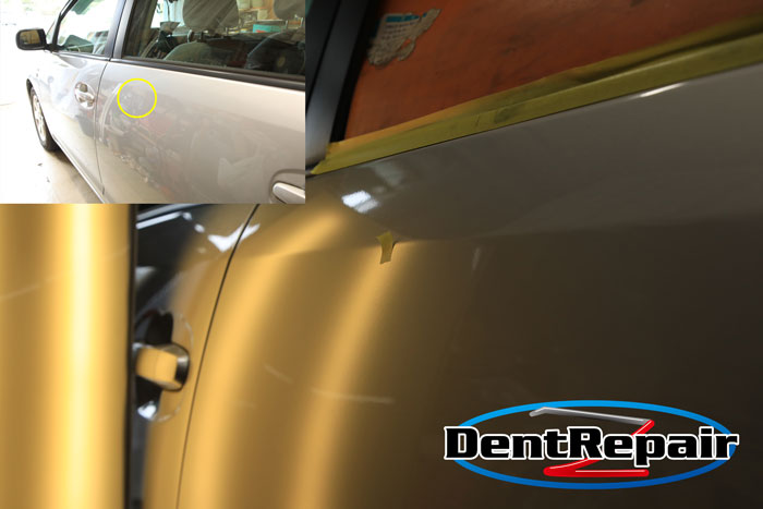 プリウス左リアドアのへこみ、修理後の写真
