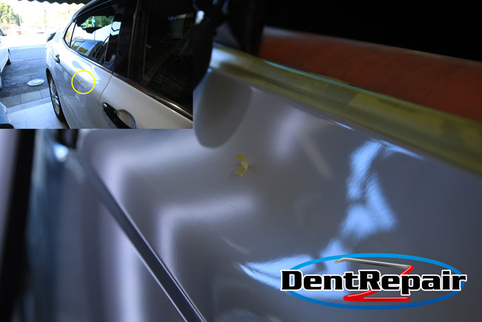 カムリリアドアのへこみ、修理後の写真