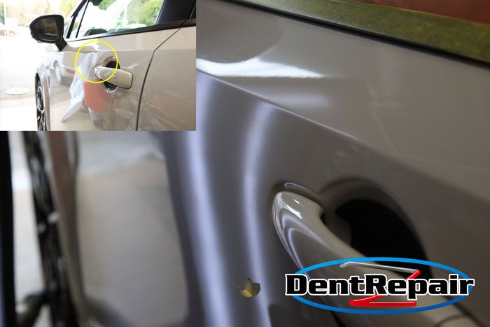 オーラ助手席ドアのへこみ、修理後の写真