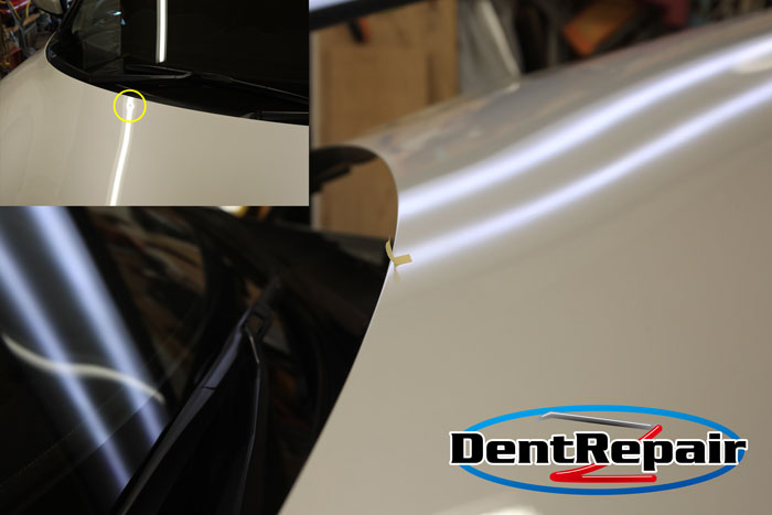 スイフトボンネットのへこみ、修理後の写真