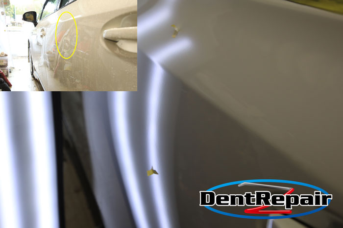 プリウスαリアドアのへこみ、修理後の写真