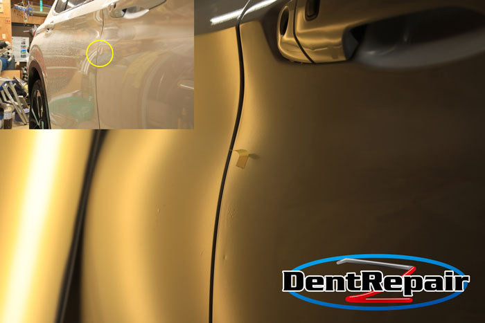 アウトランダー運転席ドアのへこみ、修理後の写真