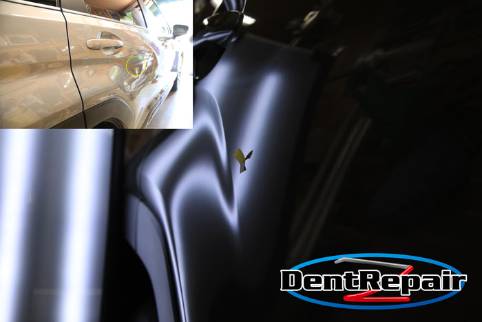 フォレスターリアドアのへこみ、修理後の写真