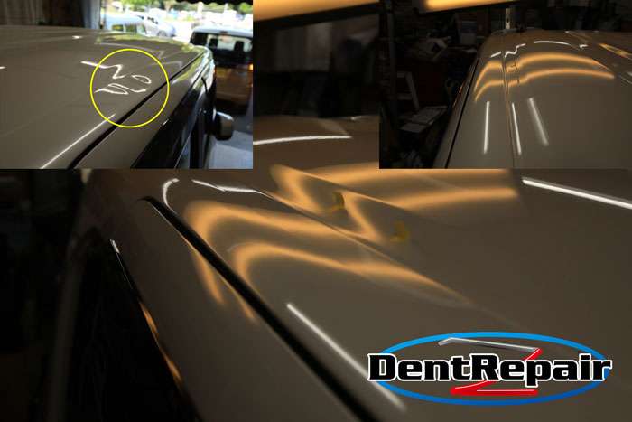 N Boxルーフサイドのへこみ、修理後の写真