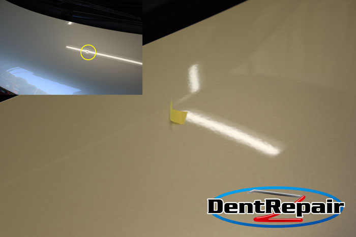 ルークスボンネットのへこみ、修理後の写真